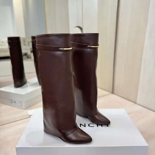 Givenchy Women’s Tan Leather Knee-High Boots with Gold Strap & Pointed Toe #A69807