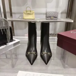 Gucci GG Metal‑Buckle Pointed‑Toe Stiletto Ankle Boots 5.5cm Heel #A68611