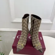 Gucci GG Monogram Pointed‑Toe High‑Heel Ankle Boots 8.5cm Heel #A68544