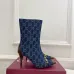 Gucci GG Monogram Pointed‑Toe High‑Heel Ankle Boots 8.5cm Heel #A68545