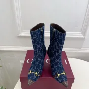 Gucci GG Monogram Pointed‑Toe High‑Heel Ankle Boots 8.5cm Heel #A68545