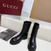 Gucci Women’s Black Leather Ankle Boots with Red/Green Web Strap & Buckle Detail #A69841