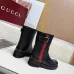 Gucci Women’s Black Leather Ankle Boots with Red/Green Web Strap & Buckle Detail #A69841