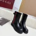 Gucci Women’s Black Leather Ankle Boots with Red/Green Web Strap & Buckle Detail #A69841