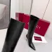 Gucci Women’s Black Leather Knee-High Boots with Pointed Toe & Gold Stiletto Heel #A69820