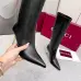 Gucci Women’s Black Leather Knee-High Boots with Pointed Toe & Gold Stiletto Heel #A69820