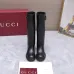 Gucci Women’s Black Leather Knee-High Boots with Red/Green Web Stripe & Side Buckle #A69886