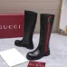 Gucci Women’s Black Leather Knee-High Boots with Red/Green Web Stripe & Side Buckle #A69886