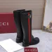 Gucci Women’s Black Leather Knee-High Boots with Red/Green Web Stripe & Side Buckle #A69886