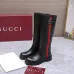 Gucci Women’s Black Leather Knee-High Boots with Red/Green Web Stripe & Side Buckle #A69886