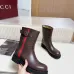 Gucci Women’s Brown Leather Ankle Boots with Red/Green Web Strap & Buckle Detail #A69842