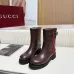 Gucci Women’s Brown Leather Ankle Boots with Red/Green Web Strap & Buckle Detail #A69842