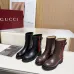 Gucci Women’s Brown Leather Ankle Boots with Red/Green Web Strap & Buckle Detail #A69842