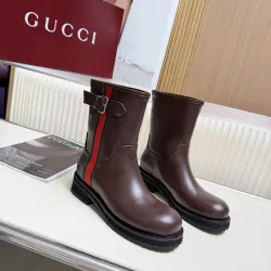 Brand G Women’s Brown Leather Ankle Boots with Red/Green Web Strap & Buckle Detail #A69842