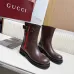 Gucci Women’s Brown Leather Ankle Boots with Red/Green Web Strap & Buckle Detail #A69842