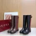 Gucci Women’s Brown Leather Knee-Height Boots with Red/Green Web Stripe & Side Buckle #A69840