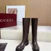 Gucci Women’s Brown Leather Knee-Height Boots with Red/Green Web Stripe & Side Buckle #A69840