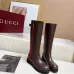 Gucci Women’s Brown Leather Knee-Height Boots with Red/Green Web Stripe & Side Buckle #A69840
