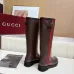 Gucci Women’s Brown Leather Knee-Height Boots with Red/Green Web Stripe & Side Buckle #A69840