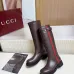 Gucci Women’s Brown Leather Knee-Height Boots with Red/Green Web Stripe & Side Buckle #A69840
