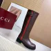Gucci Women’s Brown Leather Knee-Height Boots with Red/Green Web Stripe & Side Buckle #A69840
