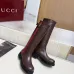 Gucci Women’s Brown Leather Knee-Height Boots with Red/Green Web Stripe & Side Buckle #A69840