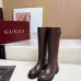 Gucci Women’s Brown Leather Knee-Height Boots with Red/Green Web Stripe & Side Buckle #A69840