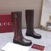 Gucci Women’s Brown Leather Knee-High Boots with Red/Green Web Stripe & Buckle Detail #A69885