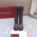 Gucci Women’s Brown Leather Knee-High Boots with Red/Green Web Stripe & Buckle Detail #A69885