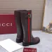 Gucci Women’s Brown Leather Knee-High Boots with Red/Green Web Stripe & Buckle Detail #A69885