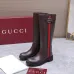 Gucci Women’s Brown Leather Knee-High Boots with Red/Green Web Stripe & Buckle Detail #A69885