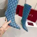 Gucci Women’s Denim-Textured Knee-High Boots with GG Monogram, Pointed Toe, Stiletto Heel #A69817
