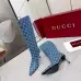 Gucci Women’s Denim-Textured Knee-High Boots with GG Monogram, Pointed Toe, Stiletto Heel #A69817