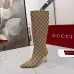 Gucci Women’s Knee-High Boots with GG Monogram Canvas, Pointed Toe, 10cm Stiletto Heel #A69819