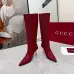 Gucci Women’s Red GG Canvas Knee-High Boots with Pointed Toe & Metal Stiletto Heel #A69818