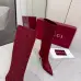 Gucci Women’s Red GG Canvas Knee-High Boots with Pointed Toe & Metal Stiletto Heel #A69818