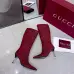 Gucci Women’s Red GG Canvas Knee-High Boots with Pointed Toe & Metal Stiletto Heel #A69818