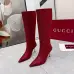 Gucci Women’s Red GG Canvas Knee-High Boots with Pointed Toe & Metal Stiletto Heel #A69818
