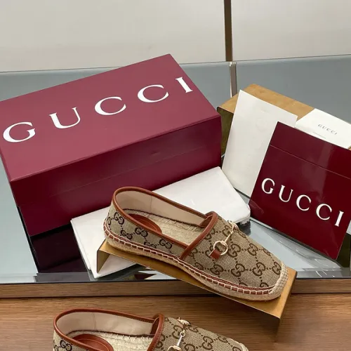 Gucci Shoes for Women Gucci Flats Horsebit GG Canvas espadrilles in burgundy #B49431