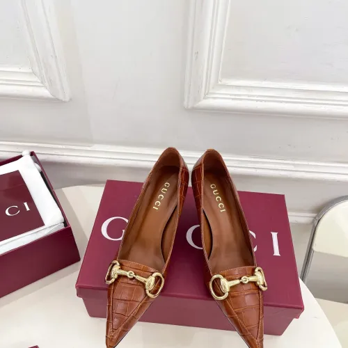 Gucci Boulevard Horsebit Pointed‑Toe Pumps 7cm Heel #A68639
