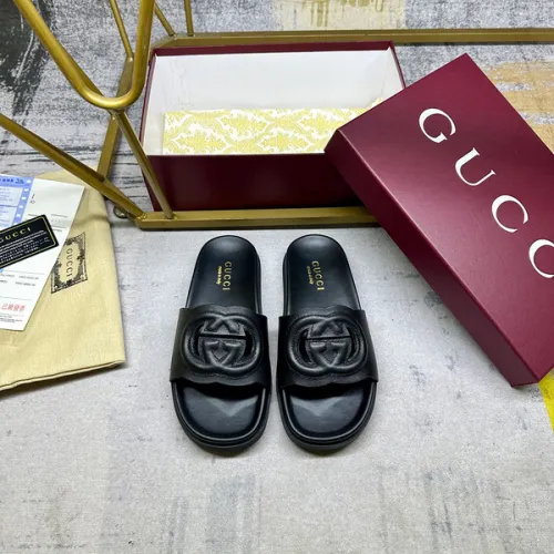 Gucci Shoes for Women's Gucci Slippers Black/White/Brown #B49232