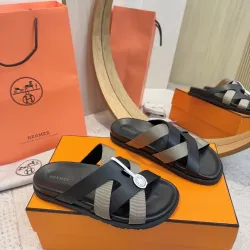 Hermes Chypre Double‑Strap Slide Sandals #A68675