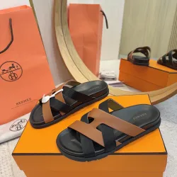 Hermes Chypre Double‑Strap Slide Sandals #A68676