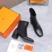 HERMES Black Leather Ankle Boots for Women, Square Toe Heel, Side Zip Closure #A69882