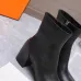 HERMES Black Leather Ankle Boots for Women, Square Toe Heel, Side Zip Closure #A69882