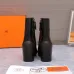 HERMES Black Leather Ankle Boots for Women, Square Toe Heel, Side Zip Closure #A69882