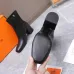 HERMES Black Leather Ankle Boots for Women, Square Toe Heel, Side Zip Closure #A69882