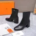HERMES Black Leather Ankle Boots for Women, Square Toe Heel, Side Zip Closure #A69882