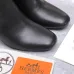 HERMES Black Leather Ankle Boots for Women, Square Toe Heel, Side Zip Closure #A69882