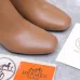 HERMES Women’s Tan Leather Ankle Boots with Block Heel & Side Zip Closure #A69884
